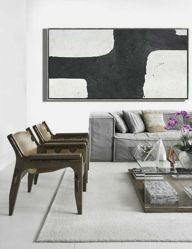 Canvas Wall Paintings,Oversized Horizontal Minimal Art On Canvas - Original Modern Art,Large Wall Art Handmade